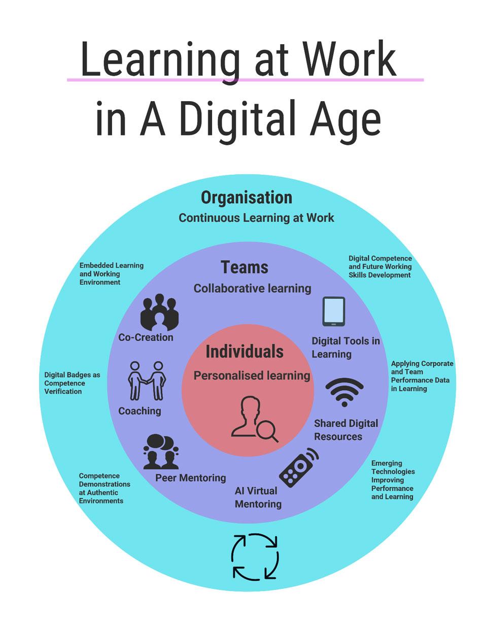 Figure 8. “Learning at Work in a Digital Age” - The working model for drafting and planning digital competence development at work.